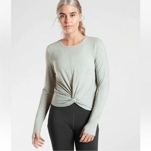Athleta Light Gray Twist Front Sweatshirt
